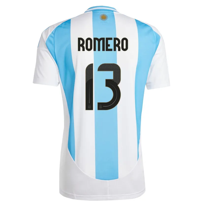 Danxen Mujer Camiseta Argentina Cristian Romero #13 Blanco Azul 1ª Equipación 24-26 La Camisa México