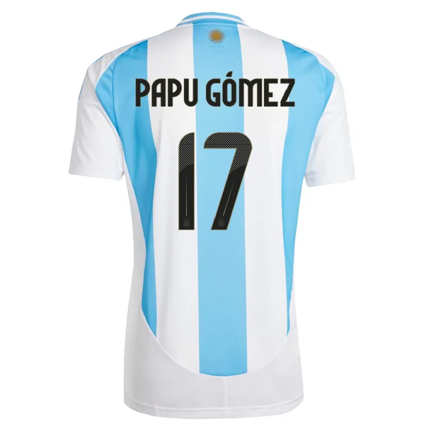 Danxen Mujer Camiseta Argentina Papu Gomez #17 Blanco Azul 1ª Equipación 24-26 La Camisa México