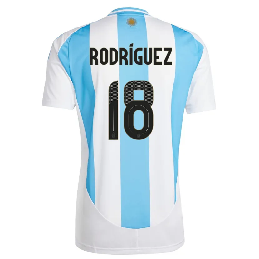 Danxen Mujer Camiseta Argentina Guido Rodriguez #18 Blanco Azul 1ª Equipación 24-26 La Camisa México