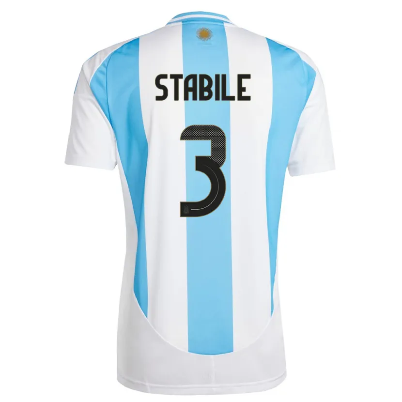 Danxen Mujer Camiseta Argentina Eliana Stabile #3 Blanco Azul 1ª Equipación 24-26 La Camisa México