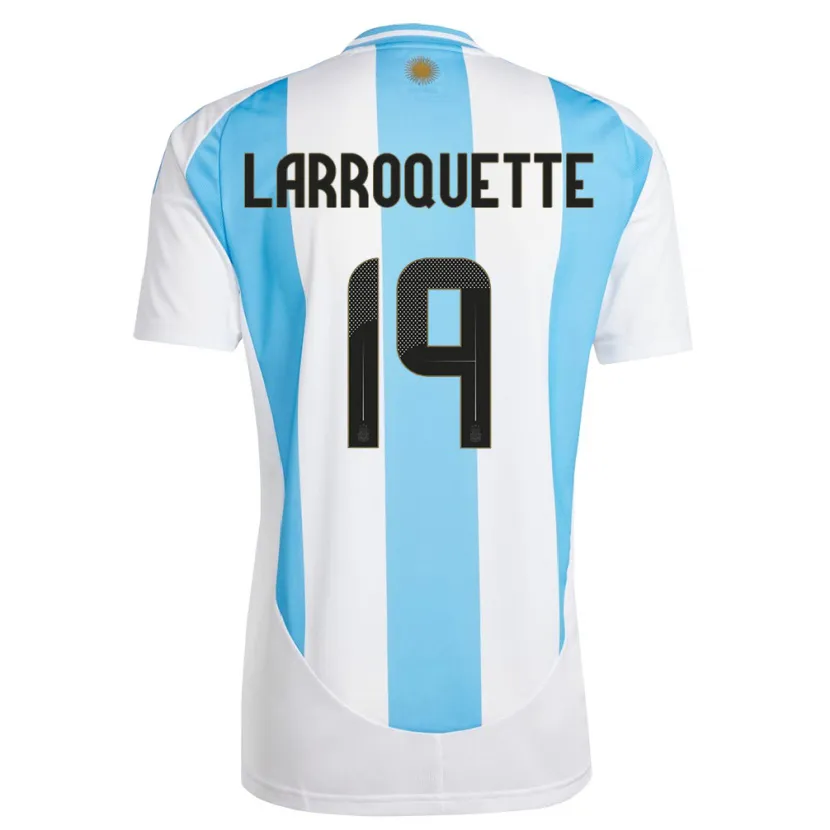 Danxen Mujer Camiseta Argentina Mariana Larroquette #19 Blanco Azul 1ª Equipación 24-26 La Camisa México