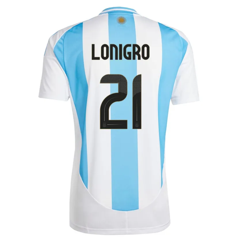 Danxen Mujer Camiseta Argentina Erica Lonigro #21 Blanco Azul 1ª Equipación 24-26 La Camisa México