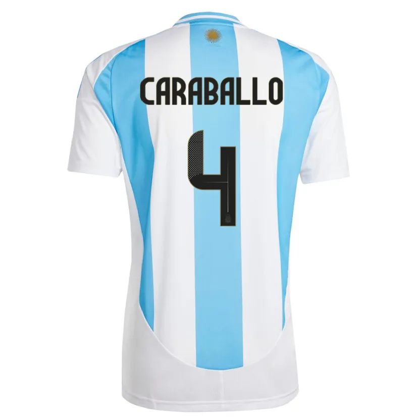 Danxen Mujer Camiseta Argentina Brian Caraballo #4 Blanco Azul 1ª Equipación 24-26 La Camisa México