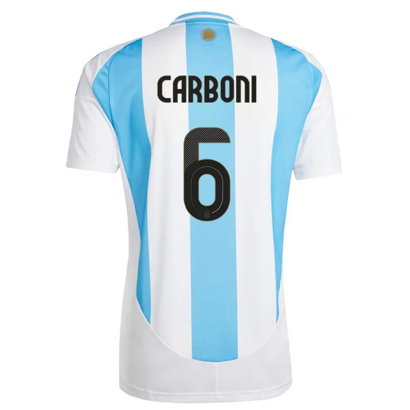Danxen Mujer Camiseta Argentina Franco Carboni #6 Blanco Azul 1ª Equipación 24-26 La Camisa México