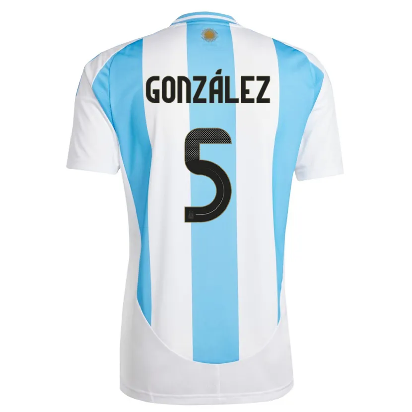 Danxen Mujer Camiseta Argentina Maximiliano Gonzalez #5 Blanco Azul 1ª Equipación 24-26 La Camisa México
