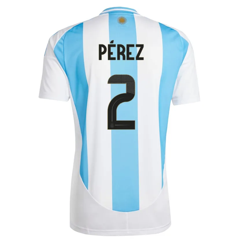 Danxen Mujer Camiseta Argentina Nehuen Perez #2 Blanco Azul 1ª Equipación 24-26 La Camisa México