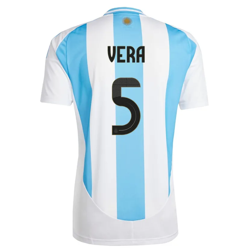 Danxen Mujer Camiseta Argentina Fausto Vera #5 Blanco Azul 1ª Equipación 24-26 La Camisa México