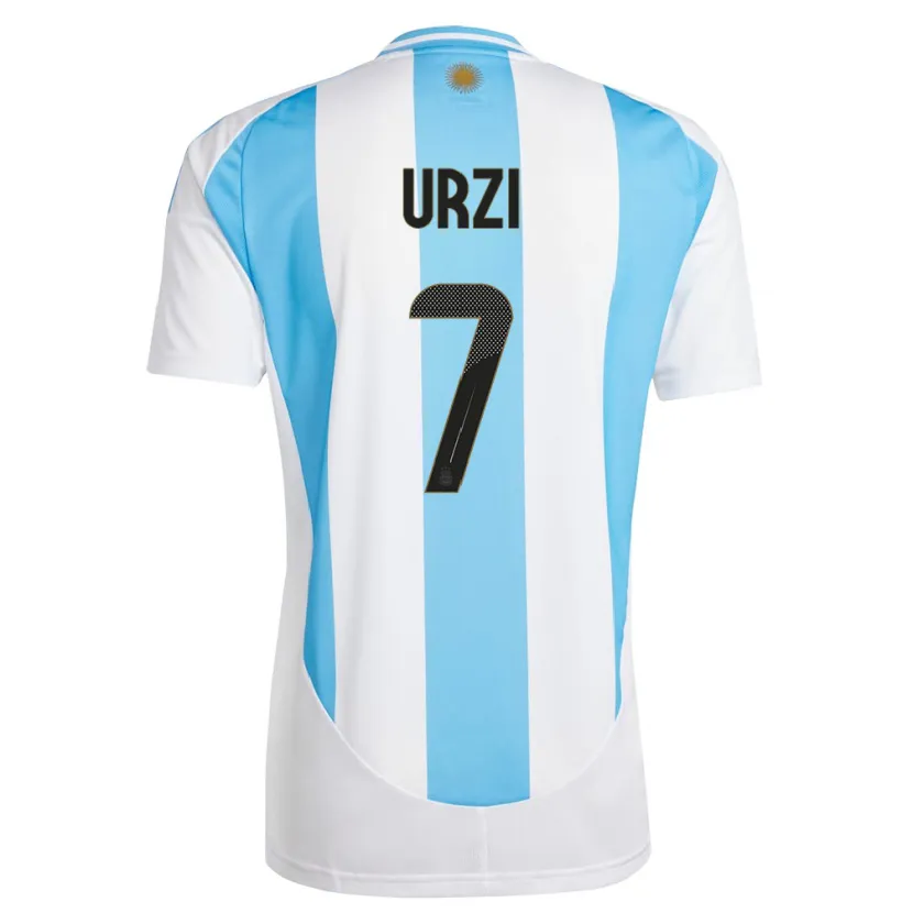 Danxen Mujer Camiseta Argentina Agustin Urzi #7 Blanco Azul 1ª Equipación 24-26 La Camisa México