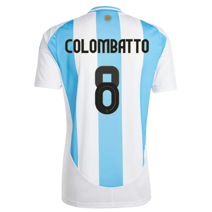 Danxen Mujer Camiseta Argentina Santiago Colombatto #8 Blanco Azul 1ª Equipación 24-26 La Camisa México