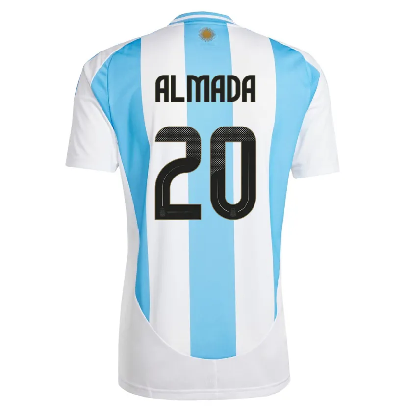 Danxen Mujer Camiseta Argentina Thiago Almada #20 Blanco Azul 1ª Equipación 24-26 La Camisa México