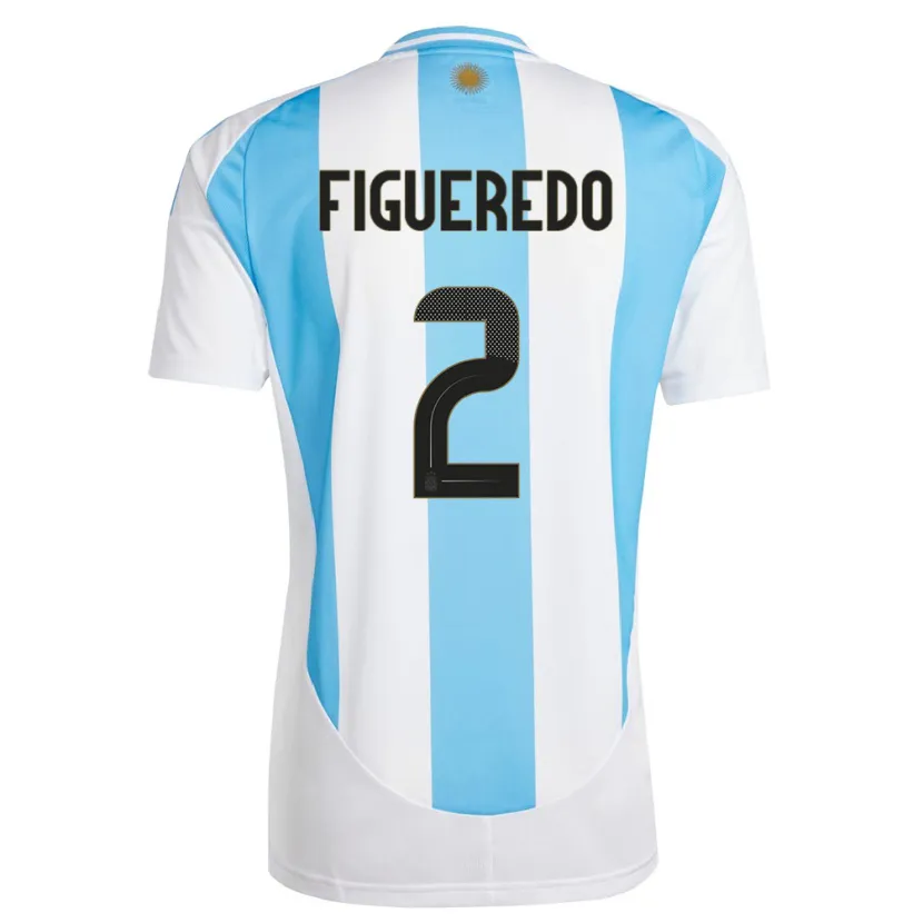 Danxen Mujer Camiseta Argentina Leandro Figueredo #2 Blanco Azul 1ª Equipación 24-26 La Camisa México