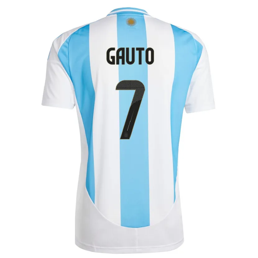 Danxen Mujer Camiseta Argentina Juan Gauto #7 Blanco Azul 1ª Equipación 24-26 La Camisa México