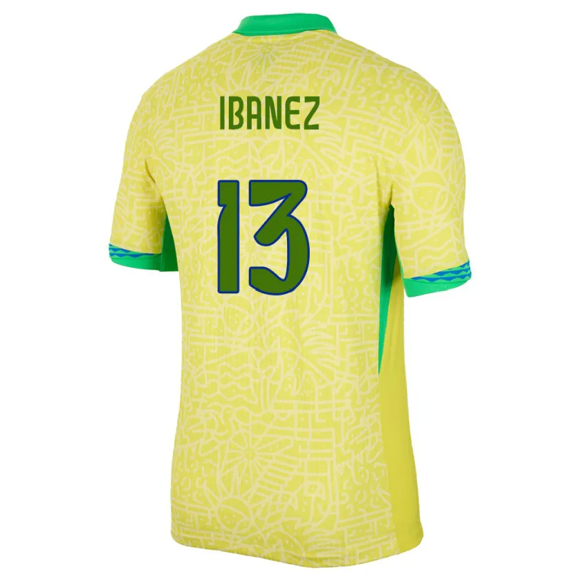 Danxen Mujer Camiseta Brasil Roger Ibanez #13 Amarillo 1ª Equipación 24-26 La Camisa México