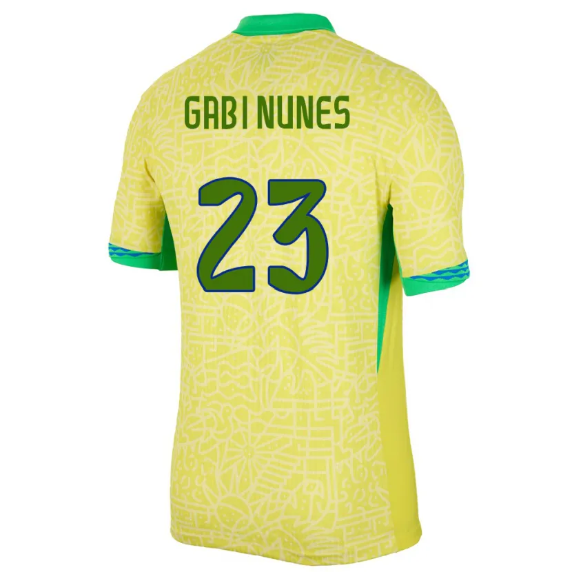Danxen Mujer Camiseta Brasil Gabi Nunes #23 Amarillo 1ª Equipación 24-26 La Camisa México