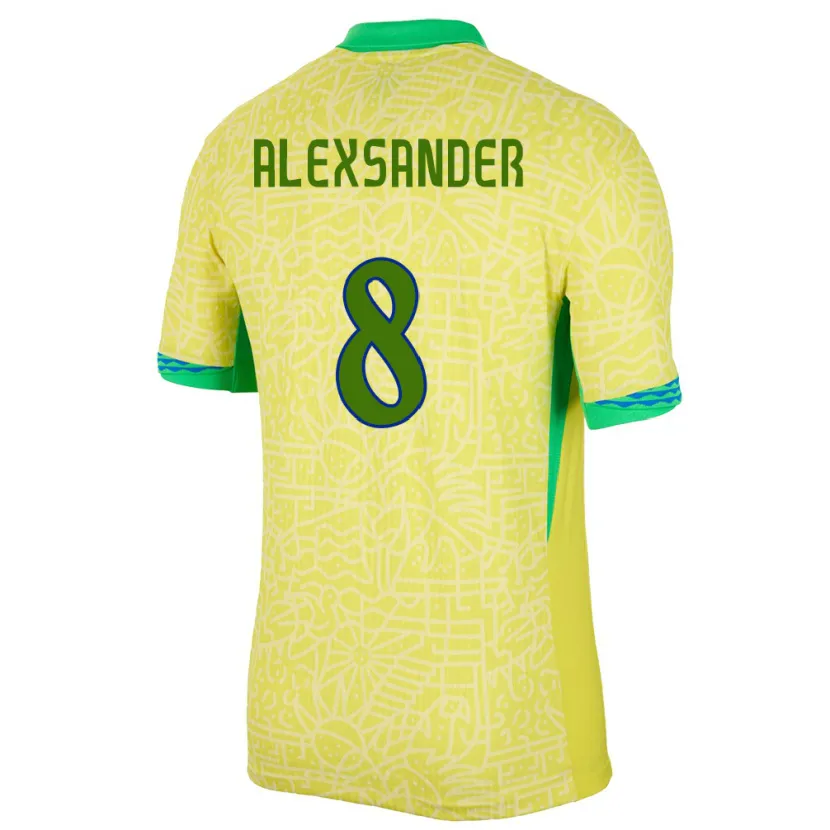 Danxen Mujer Camiseta Brasil Alexsander #8 Amarillo 1ª Equipación 24-26 La Camisa México