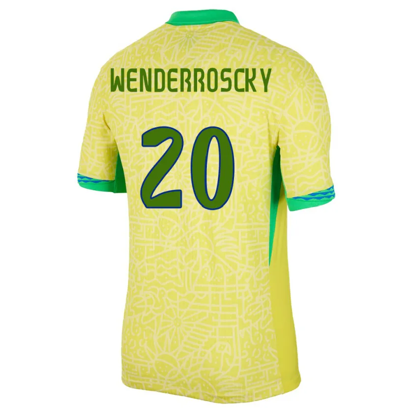 Danxen Mujer Camiseta Brasil Arthur Wenderroscky #20 Amarillo 1ª Equipación 24-26 La Camisa México