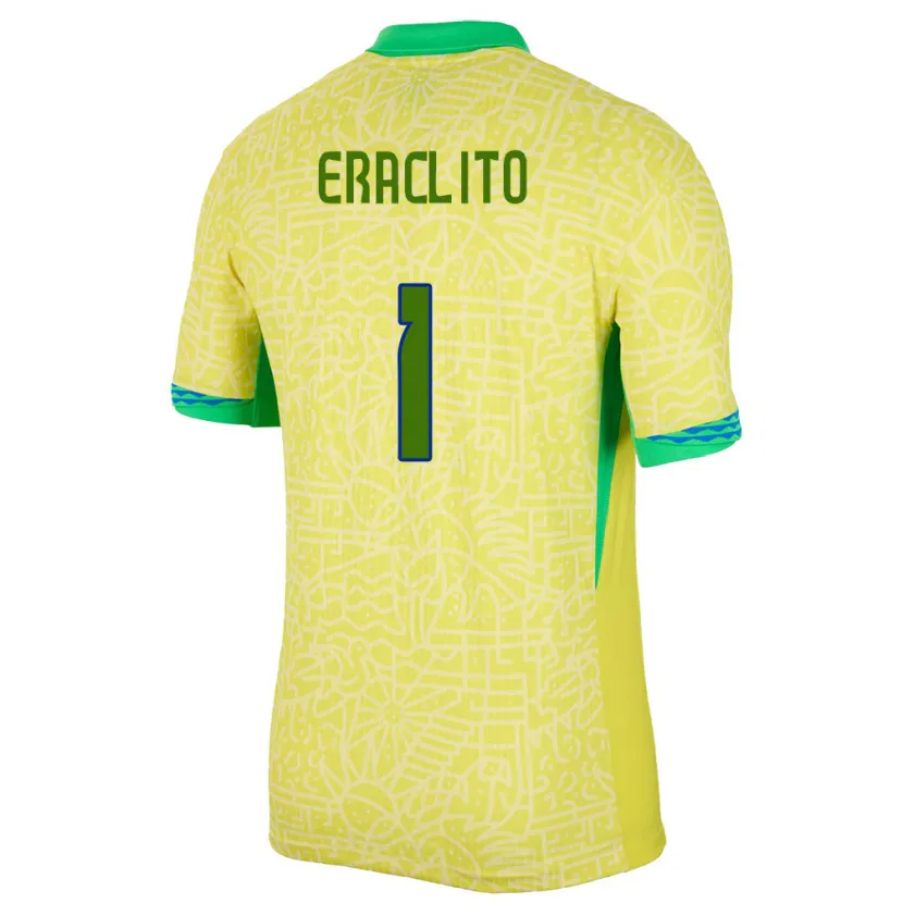 Danxen Mujer Camiseta Brasil Marcelo Eraclito #1 Amarillo 1ª Equipación 24-26 La Camisa México