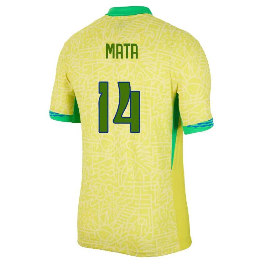 Danxen Mujer Camiseta Brasil Da Mata #14 Amarillo 1ª Equipación 24-26 La Camisa México
