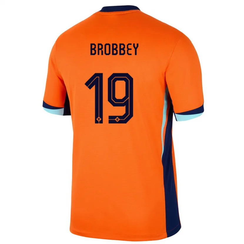Danxen Mujer Camiseta Países Bajos Brian Brobbey #19 Naranja 1ª Equipación 24-26 La Camisa México