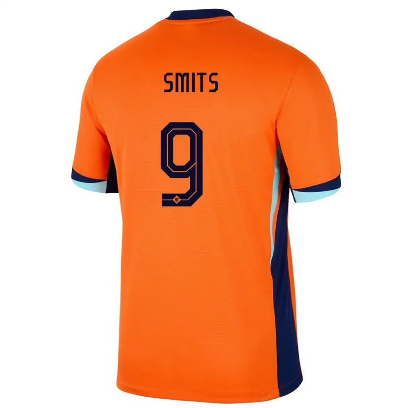 Danxen Mujer Camiseta Países Bajos Joelle Smits #9 Naranja 1ª Equipación 24-26 La Camisa México