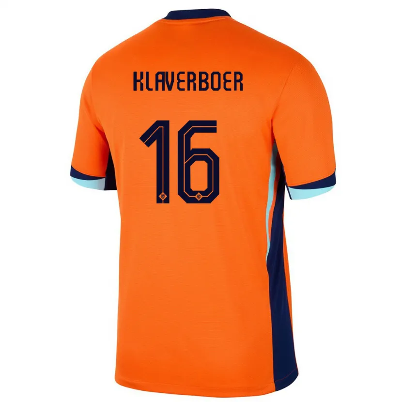 Danxen Mujer Camiseta Países Bajos Bernt Klaverboer #16 Naranja 1ª Equipación 24-26 La Camisa México