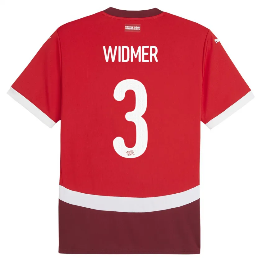 Danxen Mujer Camiseta Suiza Silvan Widmer #3 Rojo 1ª Equipación 24-26 La Camisa México