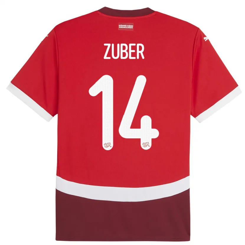 Danxen Mujer Camiseta Suiza Steven Zuber #14 Rojo 1ª Equipación 24-26 La Camisa México