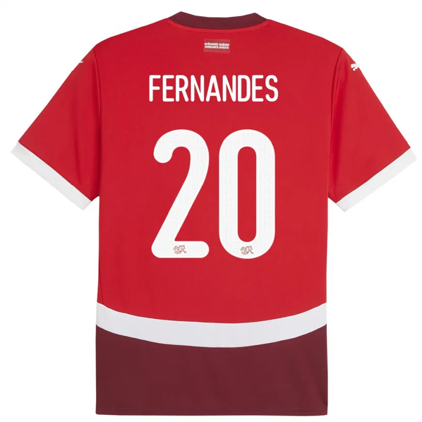 Danxen Mujer Camiseta Suiza Edimilson Fernandes #20 Rojo 1ª Equipación 24-26 La Camisa México