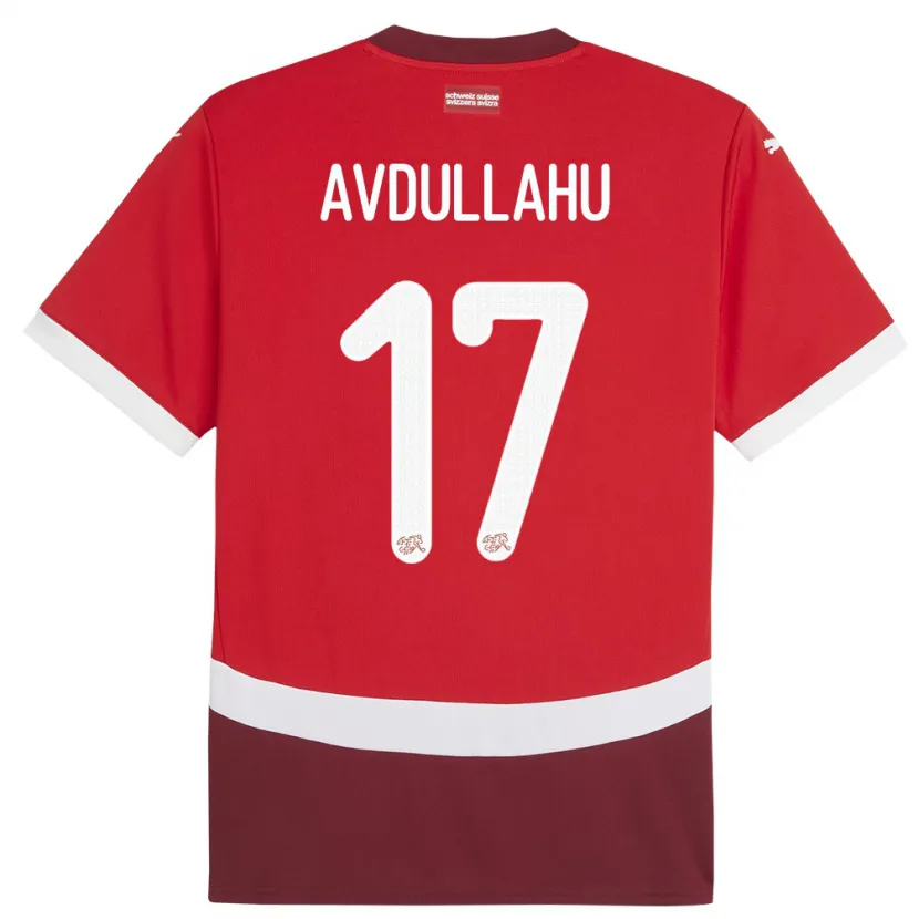 Danxen Mujer Camiseta Suiza Leon Avdullahu #17 Rojo 1ª Equipación 24-26 La Camisa México