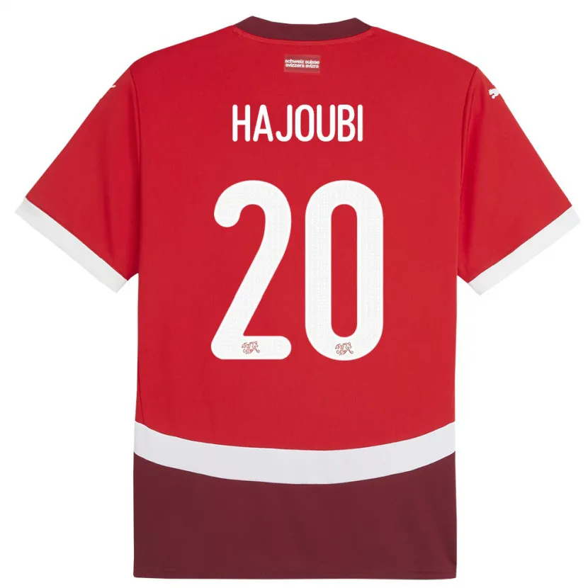 Danxen Mujer Camiseta Suiza Amin Hajoubi #20 Rojo 1ª Equipación 24-26 La Camisa México