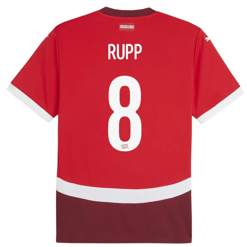 Danxen Mujer Camiseta Suiza Noah Rupp #8 Rojo 1ª Equipación 24-26 La Camisa México