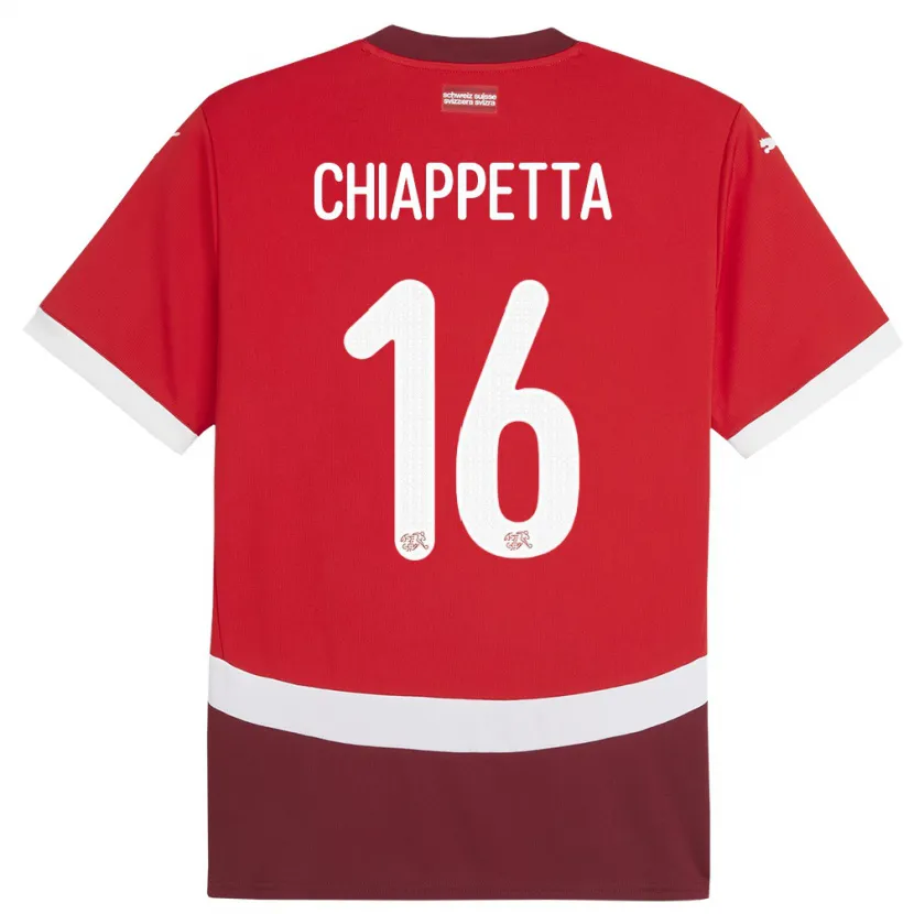 Danxen Mujer Camiseta Suiza Carmine Chiappetta #16 Rojo 1ª Equipación 24-26 La Camisa México