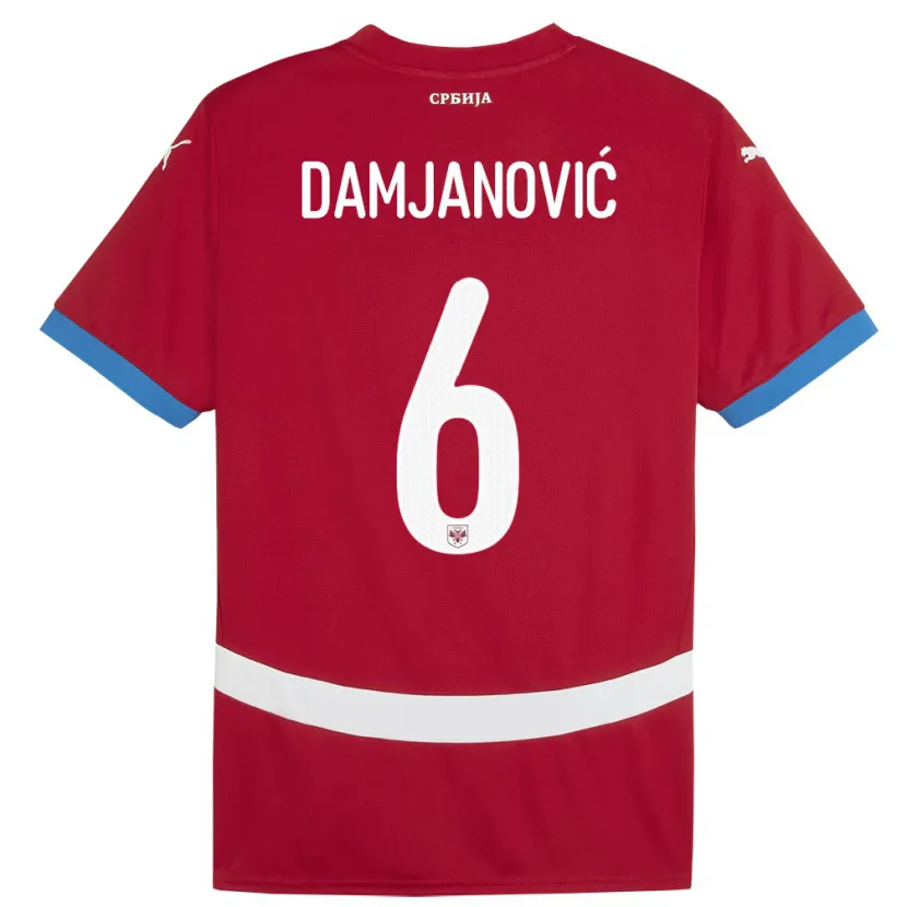 Danxen Mujer Camiseta Serbia Nevena Damjanovic #6 Rojo 1ª Equipación 24-26 La Camisa México