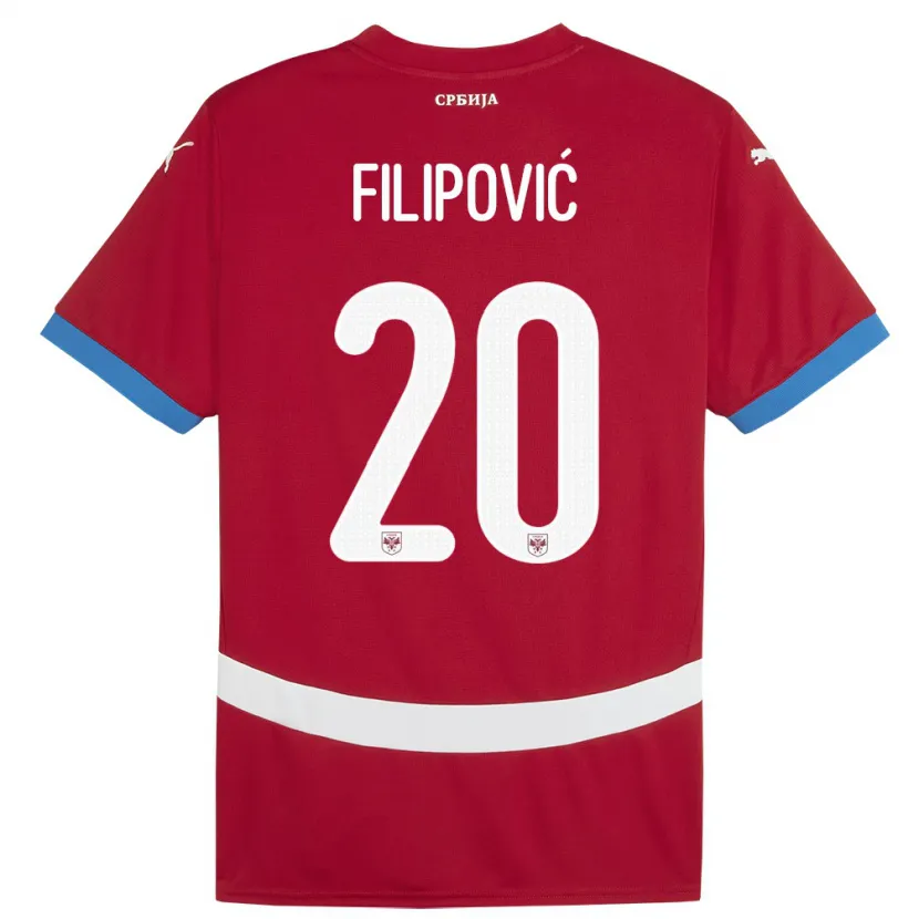 Danxen Mujer Camiseta Serbia Tijana Filipovic #20 Rojo 1ª Equipación 24-26 La Camisa México