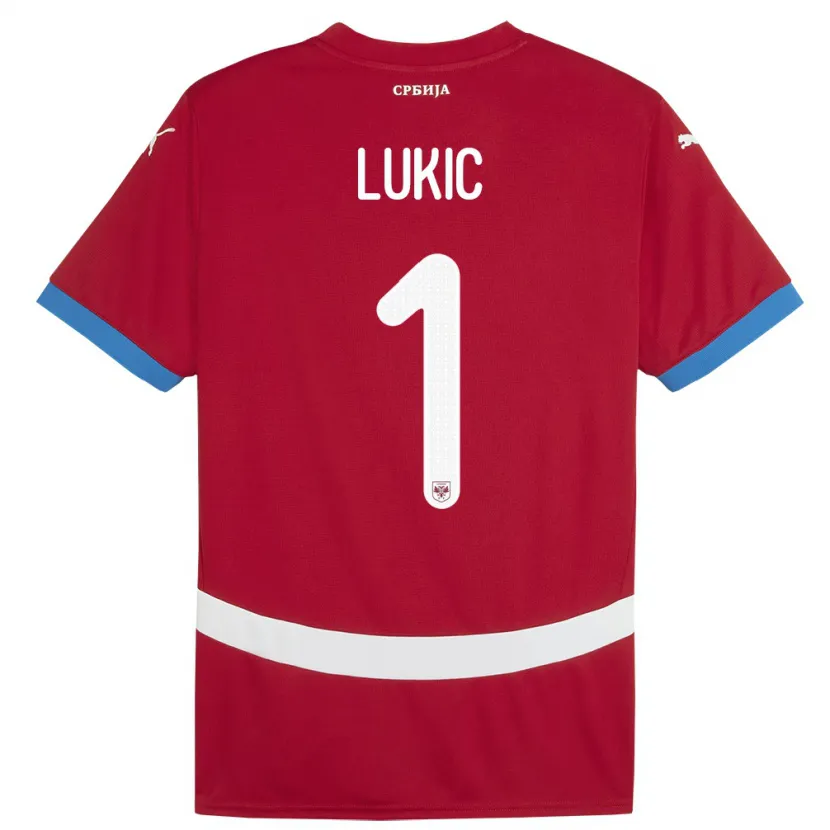 Danxen Mujer Camiseta Serbia Ognjen Lukic #1 Rojo 1ª Equipación 24-26 La Camisa México