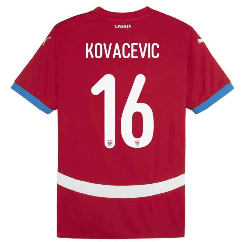 Danxen Mujer Camiseta Serbia Bojan Kovacevic #16 Rojo 1ª Equipación 24-26 La Camisa México