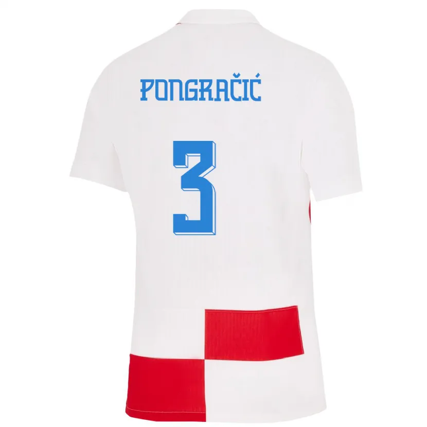 Danxen Mujer Camiseta Croacia Marin Pongracic #3 Blanco Rojo 1ª Equipación 24-26 La Camisa México