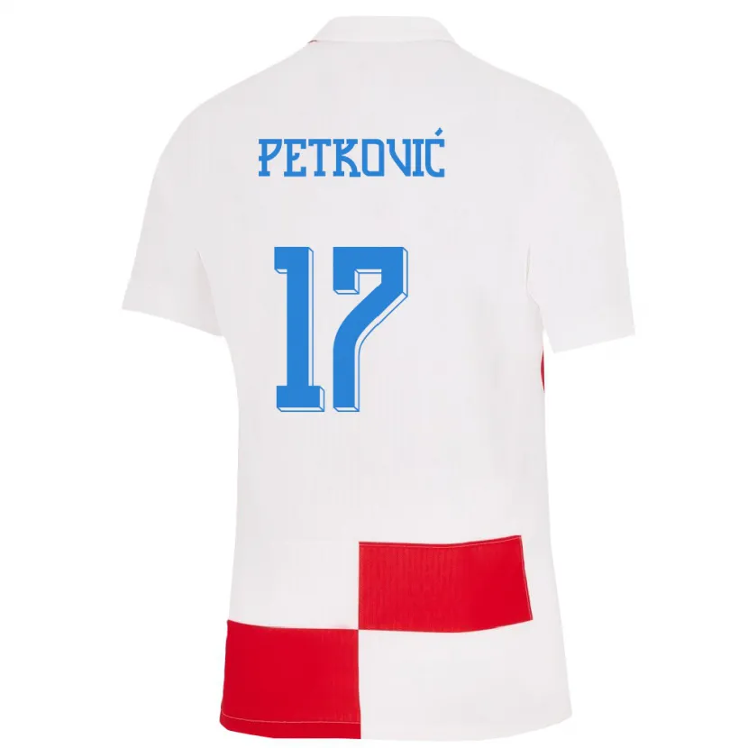 Danxen Mujer Camiseta Croacia Bruno Petkovic #17 Blanco Rojo 1ª Equipación 24-26 La Camisa México