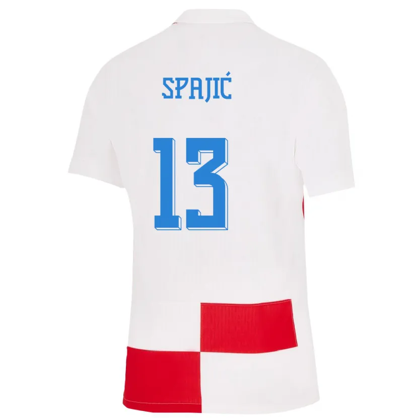 Danxen Mujer Camiseta Croacia Helena Spajic #13 Blanco Rojo 1ª Equipación 24-26 La Camisa México