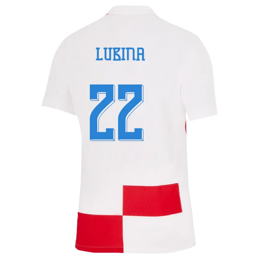 Danxen Mujer Camiseta Croacia Anela Lubina #22 Blanco Rojo 1ª Equipación 24-26 La Camisa México