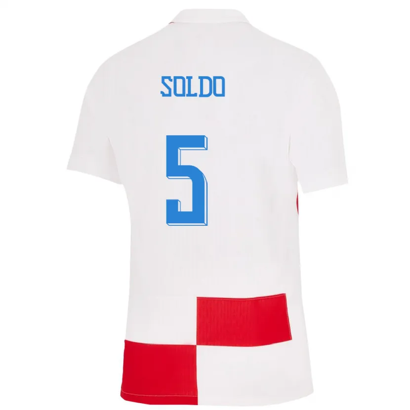 Danxen Mujer Camiseta Croacia Nikola Soldo #5 Blanco Rojo 1ª Equipación 24-26 La Camisa México