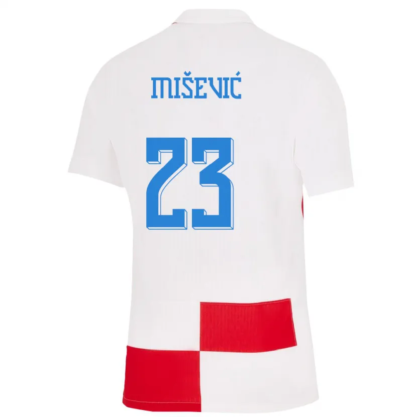 Danxen Mujer Camiseta Croacia Luigi Misevic #23 Blanco Rojo 1ª Equipación 24-26 La Camisa México