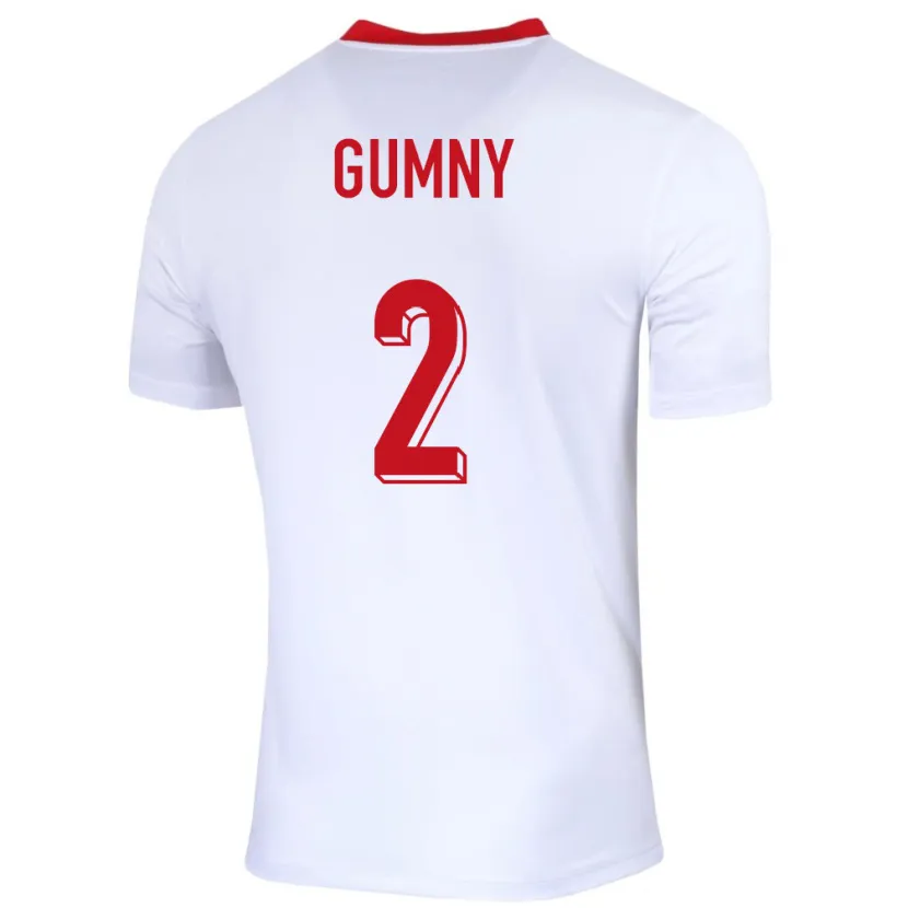 Danxen Mujer Camiseta Polonia Robert Gumny #2 Blanco 1ª Equipación 24-26 La Camisa México
