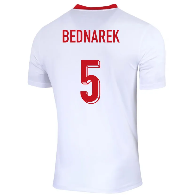 Danxen Mujer Camiseta Polonia Jan Bednarek #5 Blanco 1ª Equipación 24-26 La Camisa México