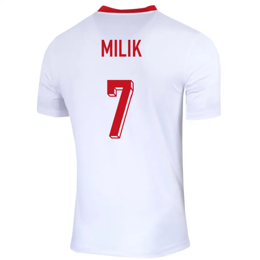 Danxen Mujer Camiseta Polonia Arkadiusz Milik #7 Blanco 1ª Equipación 24-26 La Camisa México