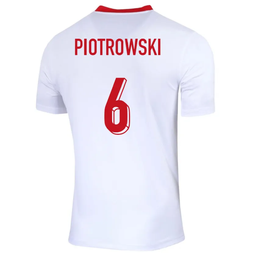 Danxen Mujer Camiseta Polonia Jakub Piotrowski #6 Blanco 1ª Equipación 24-26 La Camisa México