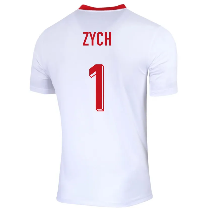 Danxen Mujer Camiseta Polonia Oliwier Zych #1 Blanco 1ª Equipación 24-26 La Camisa México
