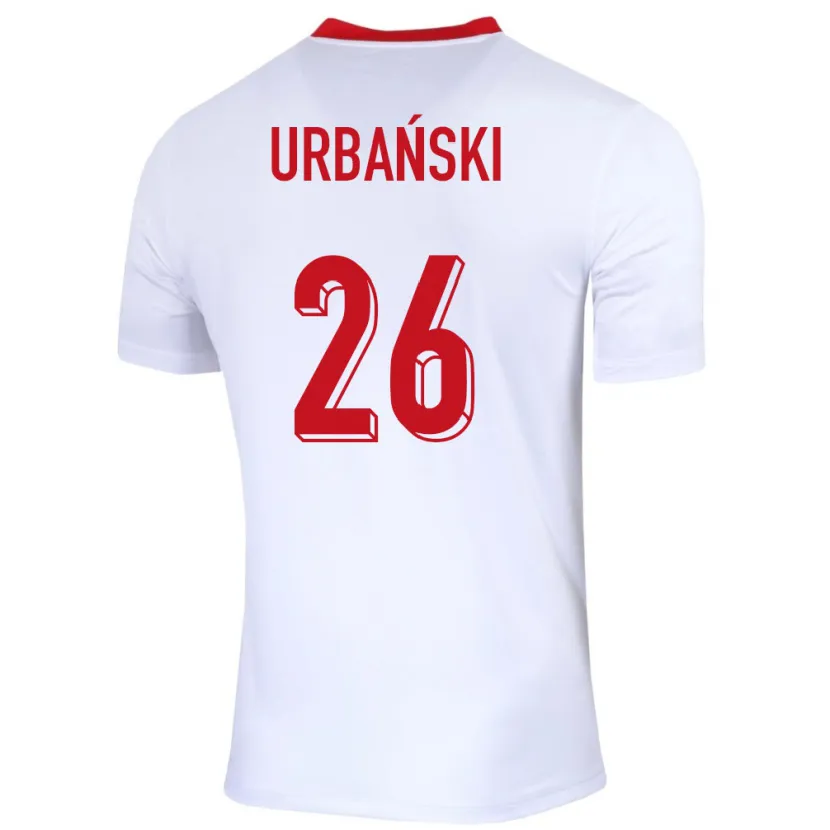 Danxen Mujer Camiseta Polonia Kacper Urbanski #26 Blanco 1ª Equipación 24-26 La Camisa México