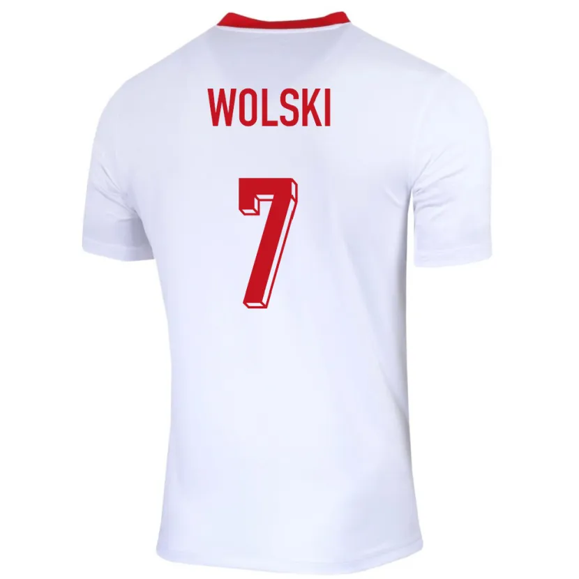 Danxen Mujer Camiseta Polonia Filip Wolski #7 Blanco 1ª Equipación 24-26 La Camisa México