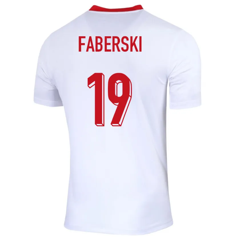 Danxen Mujer Camiseta Polonia Jan Faberski #19 Blanco 1ª Equipación 24-26 La Camisa México